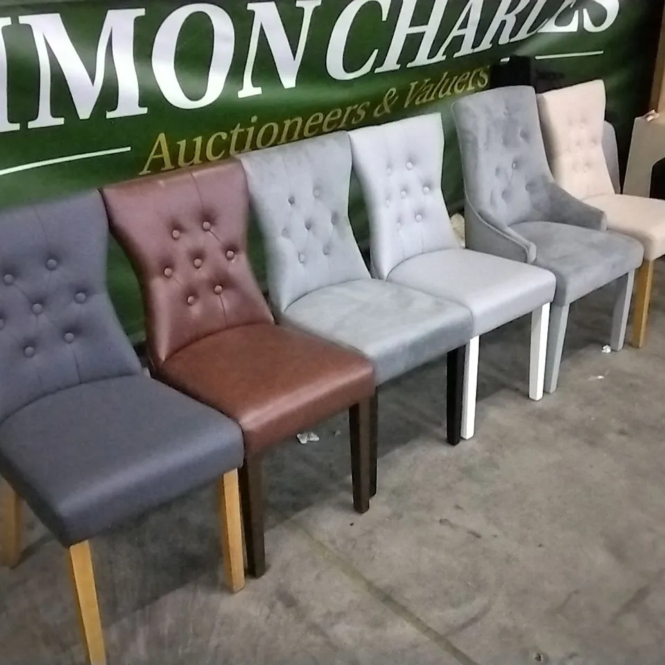SET OF 6 ASSORTED BUTTONBACK DINING CHAIRS