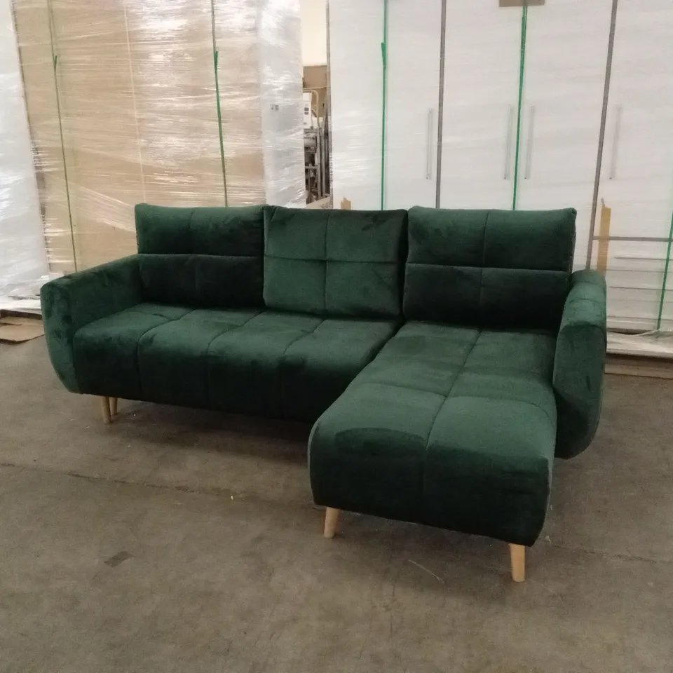 HOLLAWAY REVERSIBLE CORNER SOFA BED - DARK GREEN VELVET