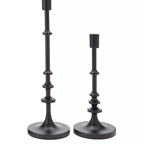 VERY HOME SET OF 2 BLACK METAL CANDLE HOLDER