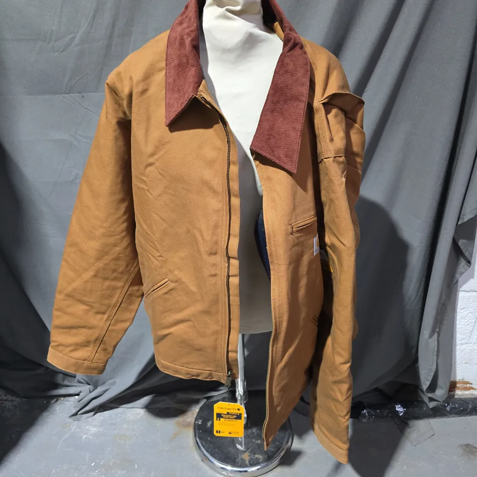 CARHARTT RELAXED CROP FIT JACKET IN BROWN - 2XL