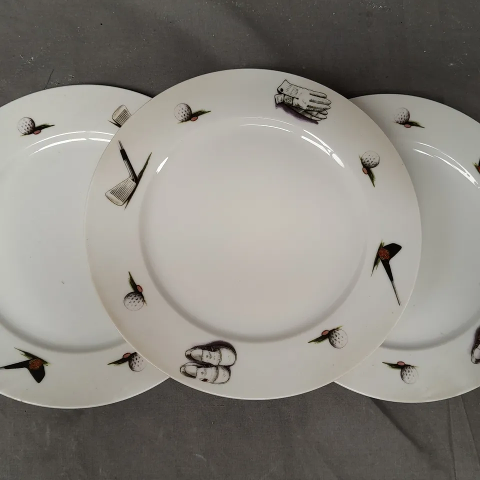 BOXED SET OF APPROXIMATELY 5 SMALL DESIGNER DISHES - GOLF THEME - COLLECTION ONLY