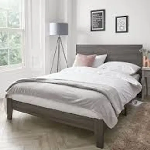 BOXED HANNA DOUBLE BED FRAME - GREY (2 BOXES)