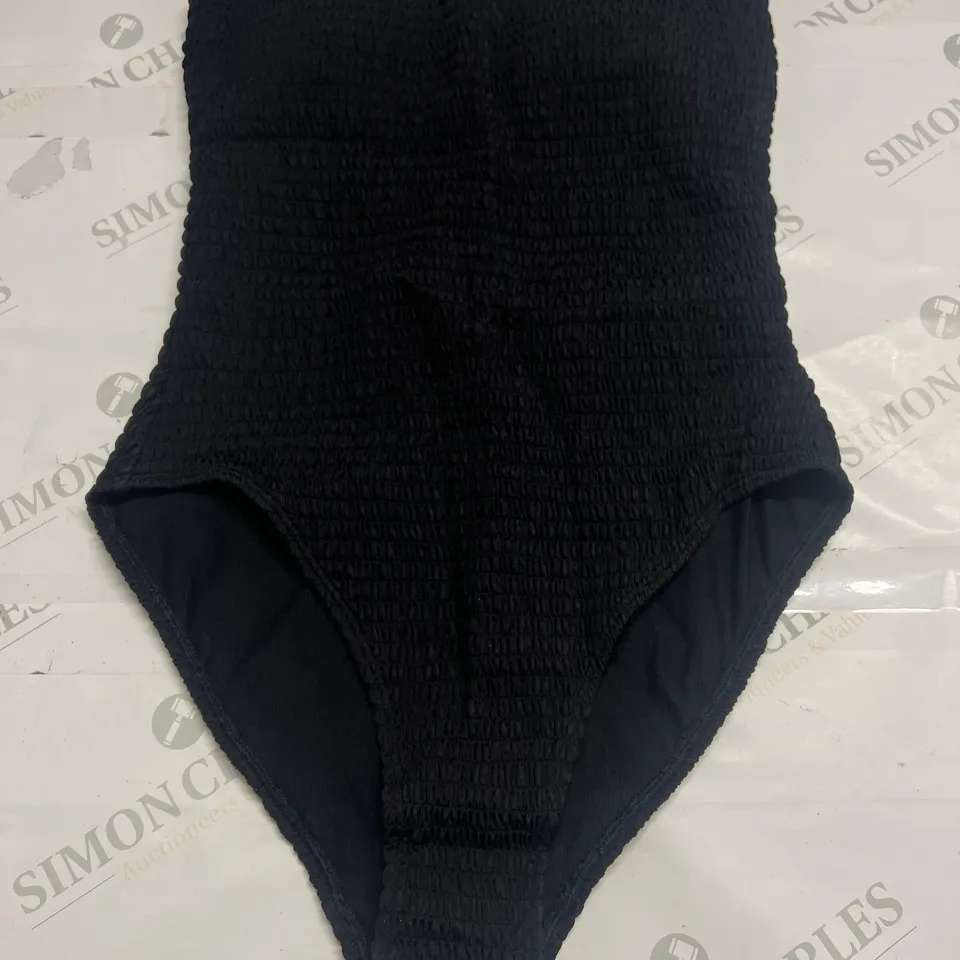 BODEN SMOCKED BANDEAU SWIMSUIT IN BLACK SIZE 10R