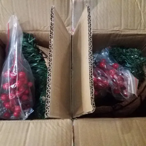 BOXED SET OF 2 PRE LIT CHRISTMAS HANGING BASKETS