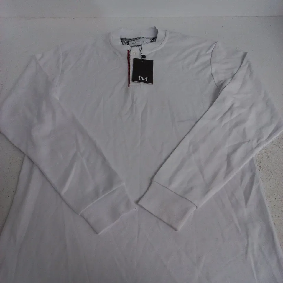 BLAKE MILL WHITE WITH DOODLE LUX JERSEY LONG-SLEEVE TOP – UK SIZE M 