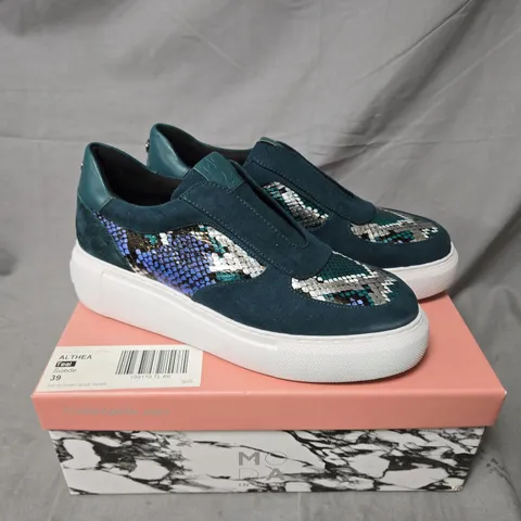 BOXED MODA IN PELLE ALTHEA SLIP ON TRAINERS TEAL SIZE 39