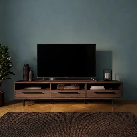 BOXED BRYANT EXTRA WIDE TV UNIT FOR TVS UP TO 80" - WALNUT (2 BOXES)
