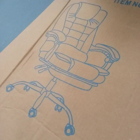 BOXED FAUX LEATHER UPHOLSTERED MASSAGE CHAIR IN BROWN (UNTESTED)