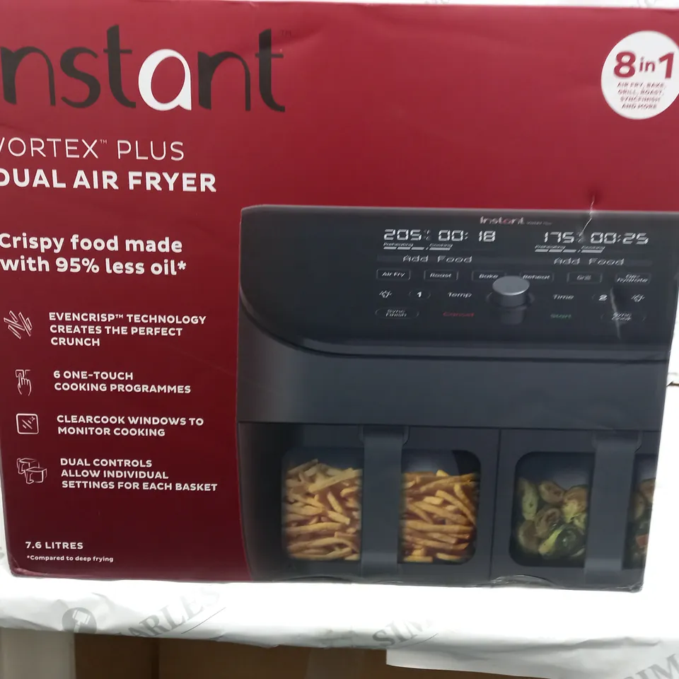 BOXED INSTANT VORTEX 8 IN 1 DUAL AIR FRYER 