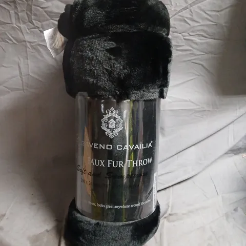 GAVENO CAVAILIA FAUX FUR THROW – BLACK 200 X 240CM