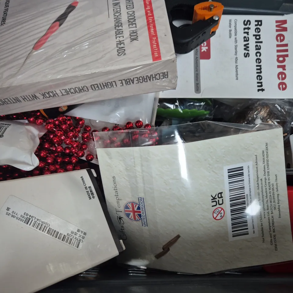 APPROXIMATELY 10 ASSORTED HOUSEHOLD ITEMS TO INCLUDE MINI TUBE CUTTER, BLOOD GLUCOSE TEST STRIPS, ETC