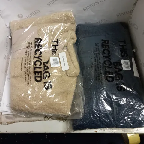 BOX OF 2 BRAND NEW COTTON:ON EXPLORER SHERPA SWEATERS IN SMALL. SEASME AND ROYAL TEAL