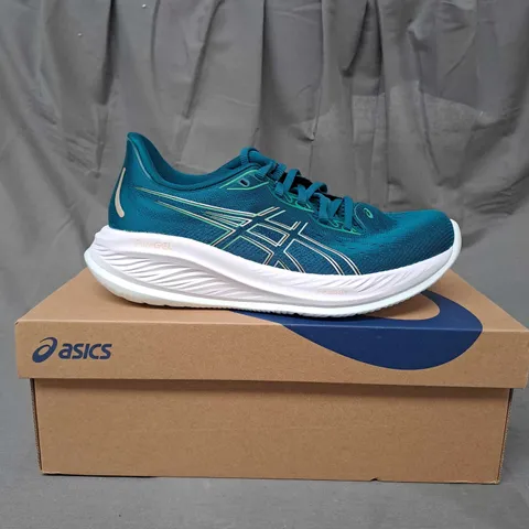 BOXED ASICS WOMENS GEL CUMULUS 26 - RICH TEAL/PALE MINT - NEUTRAL SIZE 6