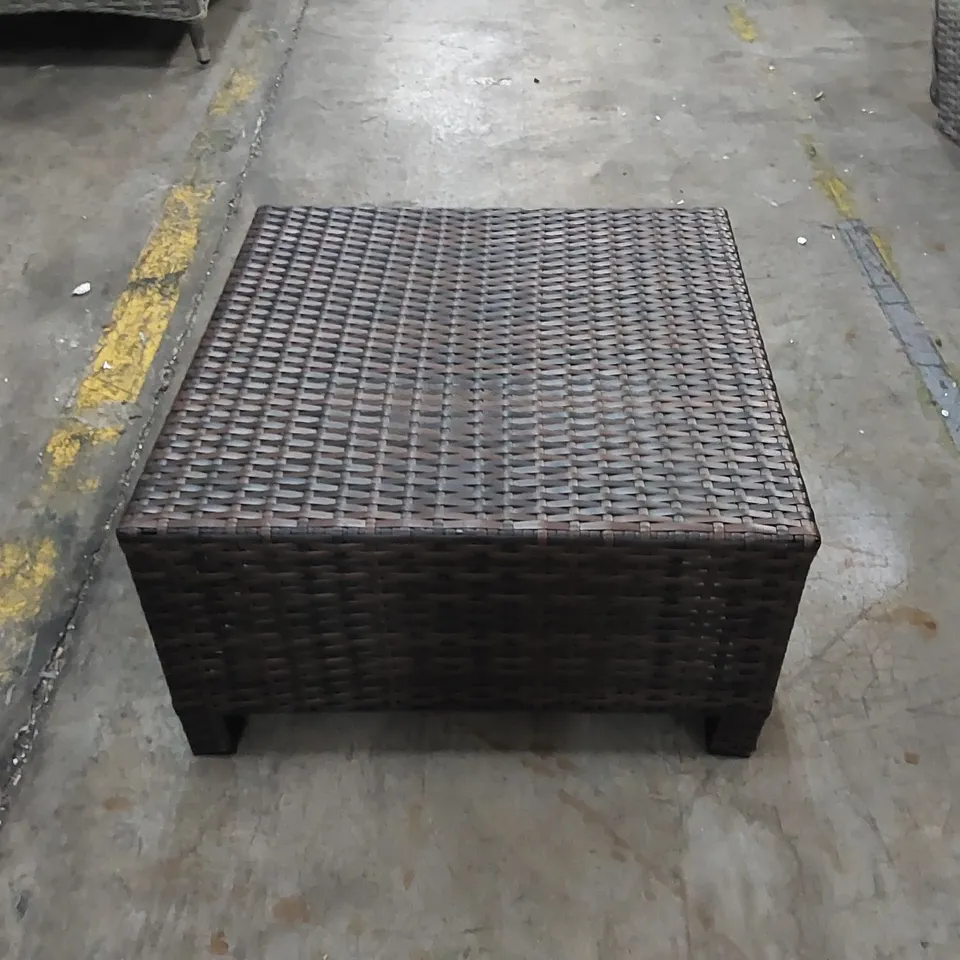 2 X BROWN RATTAN FOOTSTOOLS