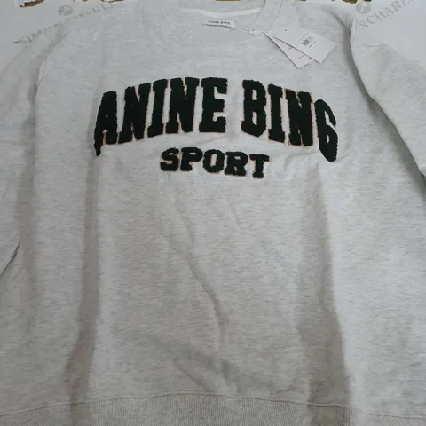 ANINE BING SPORT LIGHT GREY CREW SWEATSHIRT - MEDIUM