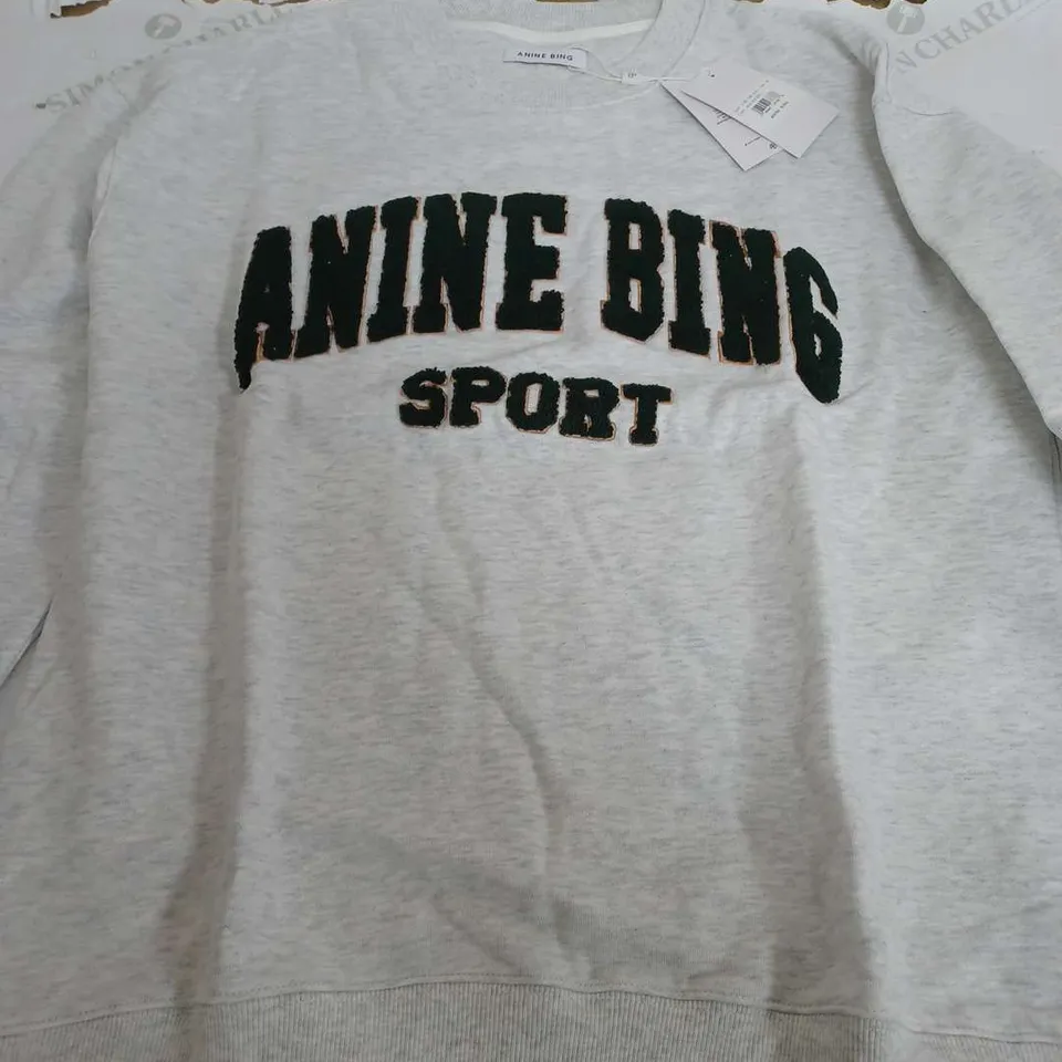 ANINE BING SPORT LIGHT GREY CREW SWEATSHIRT - MEDIUM