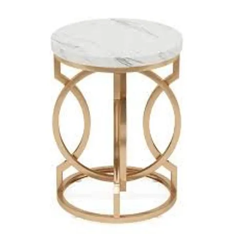 BOXED TRIBESIGNS MODERN BEDSIDE TABLE WITH FAUX MARBLE TOP - GOLD (1 BOX)