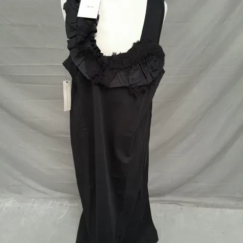JIGSAW RUFFLE TRIM JERSEY DRESS BLACK SIZE XL