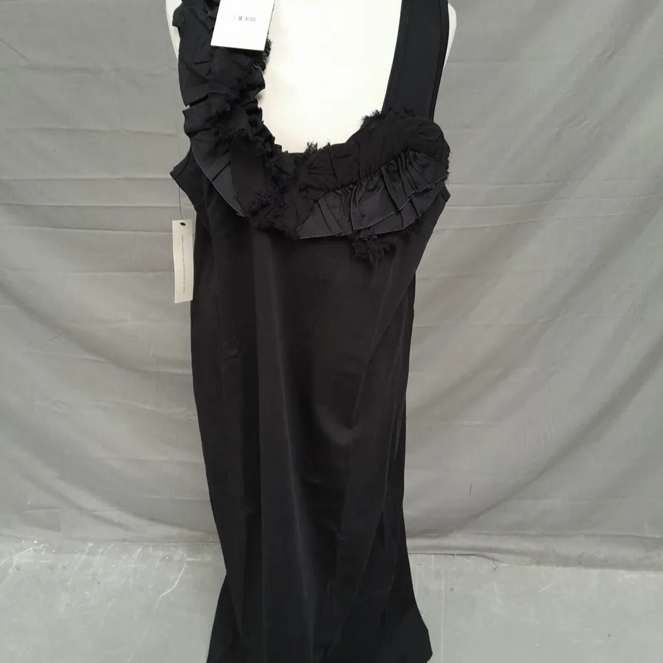 JIGSAW RUFFLE TRIM JERSEY DRESS BLACK SIZE XL