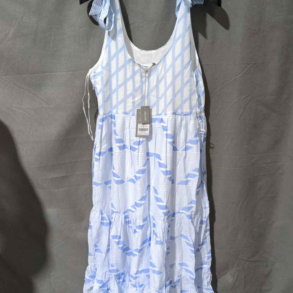 Oliver Bonas Blue Halcyon Print Strappy Midi Dress - UK 8