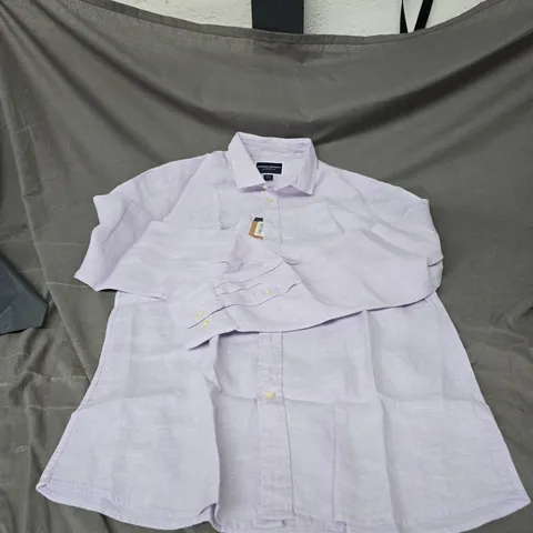 CHARLES TYRWHITT PURE LINEN SLIM FIT SHIRT IN LILAC SIZE M