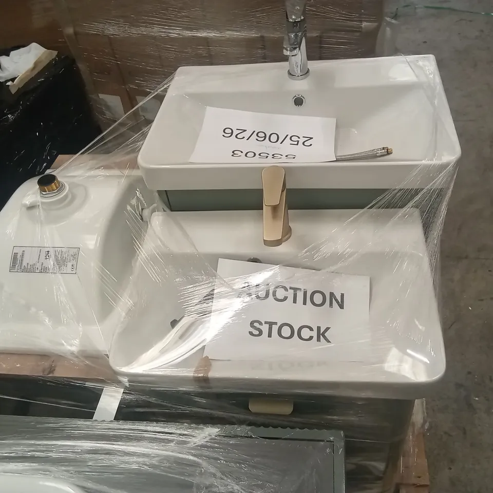 PALLET OF ASSORTED DESIGNER BATHROOM VANITY UNITS WITH BASINS AND MIXER TAPS