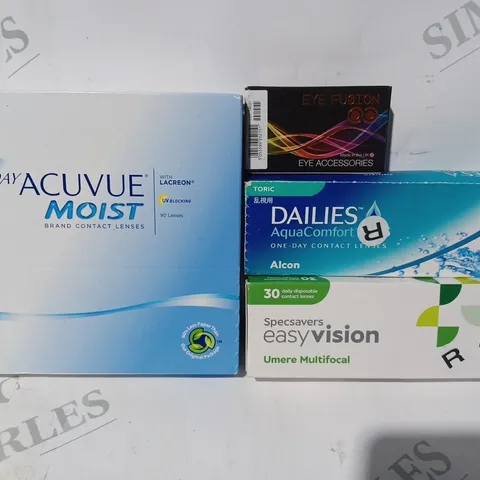 APPROXIMATELY 20 ASSORTED PACKS OF CONTACT LENSES TO INCLUDE DAILIES, EASYVISION, ETC