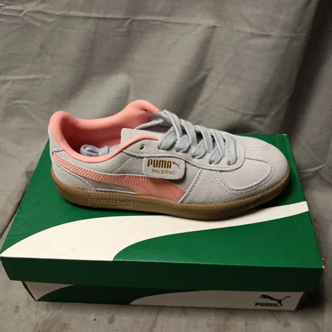 PUMA PALERMO WOMEN'S SNEAKERS - GREY SUEDE WITH PINK TRIM SIZE 3