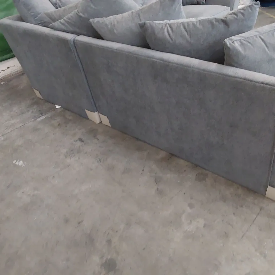 DESIGNER CORNER GROUP WITH SCATTER CUSHIONS GREY FABRIC 
