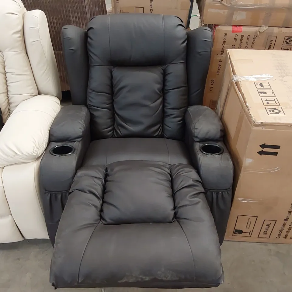 DESIGNER MANUAL RECLINING ROCKING ARMCHAIR WITH CUPHOLDERS