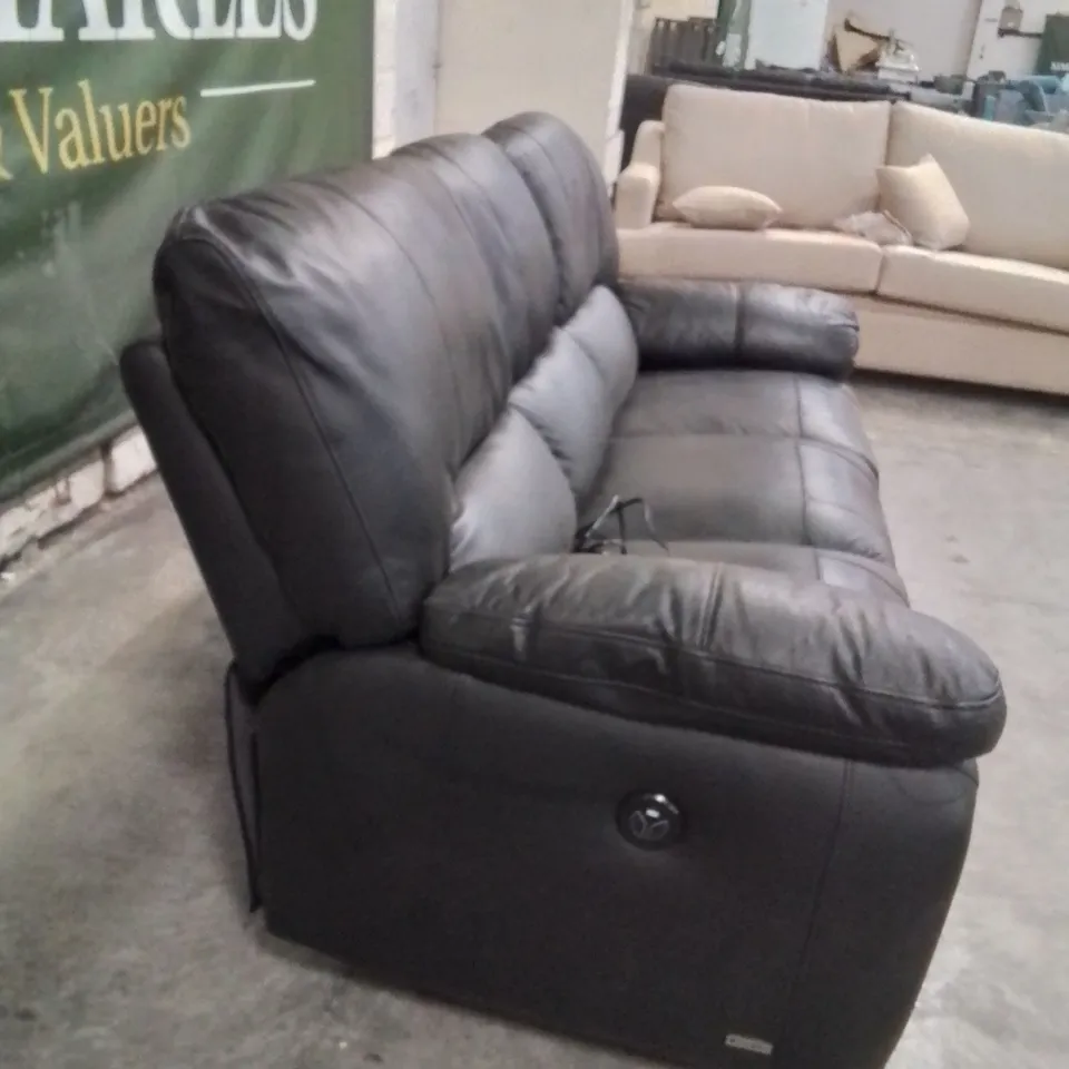 QUALITY DESIGNER FAUX LEATHER BLACK 3 SEATER ELECTRIC RECLINING SOFA 