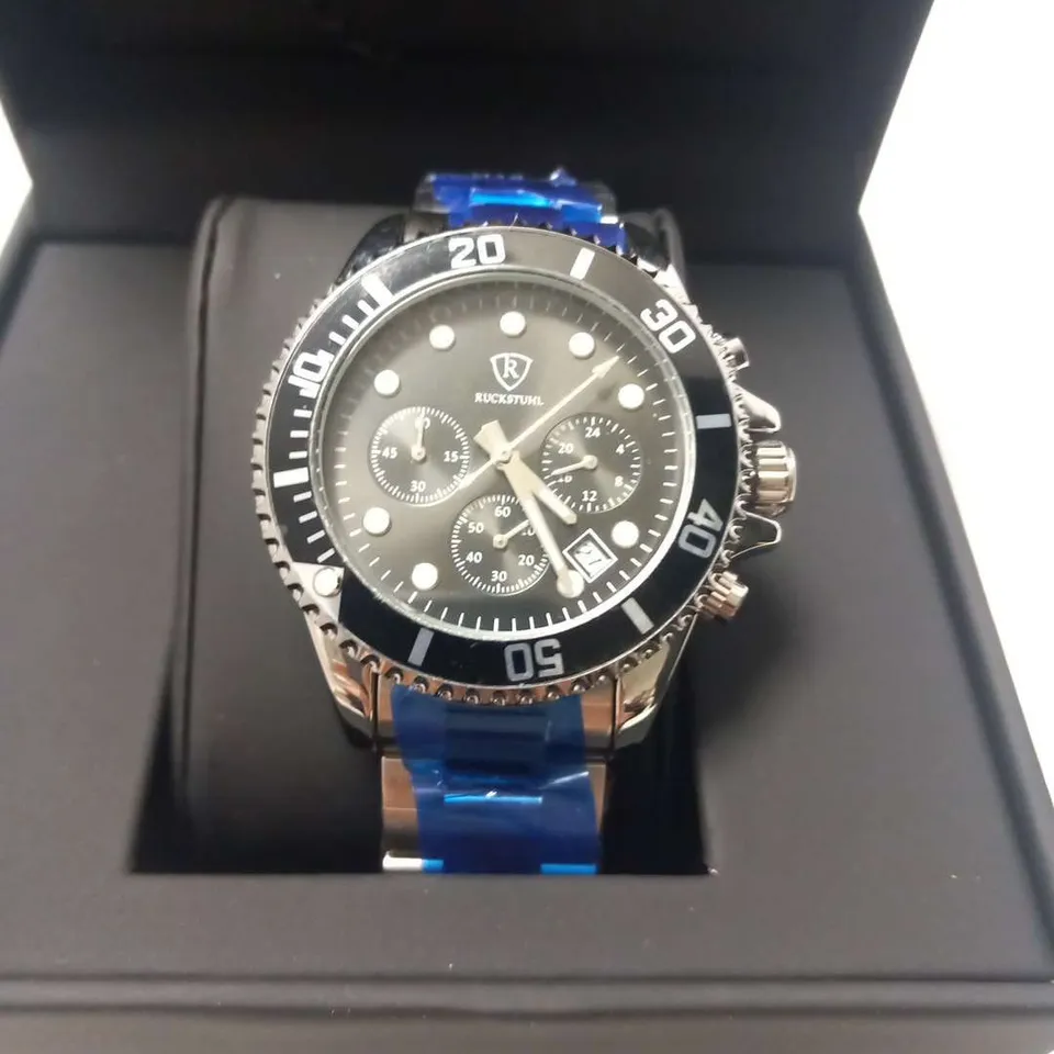 MENS RUCKSTUHL CHRONOGRAPH 8829 WATCH – BLUE DIAL - STAINLESS STEEL STRAP – 3ATM WATER RESISTANT – DATE FUNCTION- RRP £560