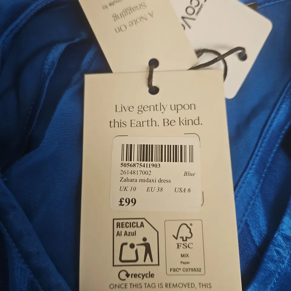 NOBODY'S CHILD ZAHRA MIDAXI DRESS – BLUE, UK 10 (EU 38, USA 6)