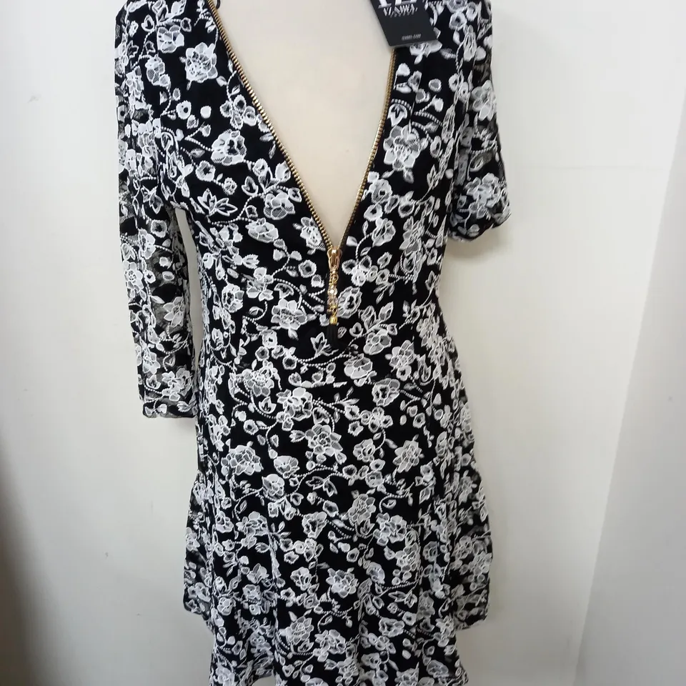 IZABEL 3/4 SLEEVE LACE FIT AND FLARE DRESS - 14