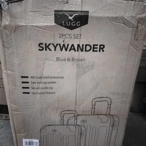 BOXED SKYWANDER BLUE AND BROWN SUITCASES 2PCS