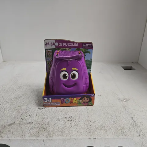 DORA THE EXPLORER PURPLE BACKPACK TOY – 3-IN-1 PUZZLES (BOXED)