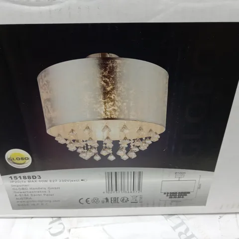 BOXED GLOBO AMY 1 CEILING FLUSH MOUNT LIGHT IN SILVER