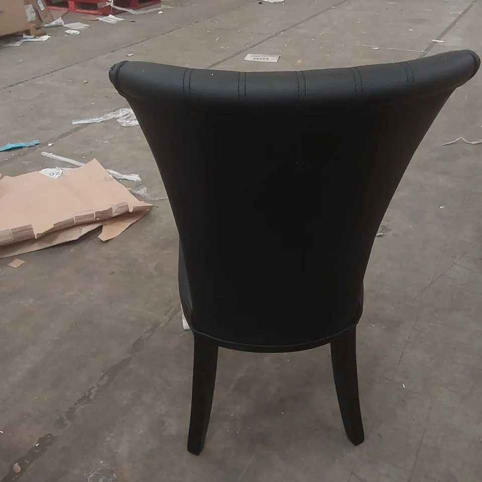 BOXED SET OF 2 DESIGNER BLACK FAUX LEATHER UPHOLSTERED DINING CHAIRS