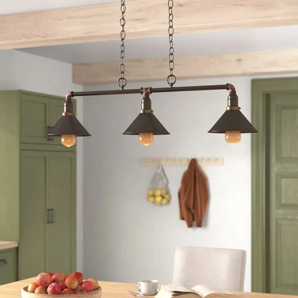 BOXED WHITLEY KITCHEN ISLAND 3 WAY PENDANT LIGHT (1 BOX)