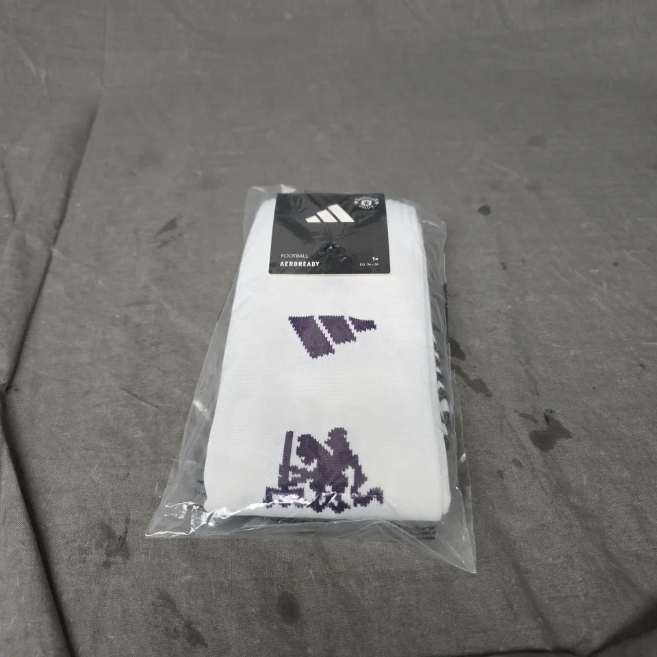 ADIDAS MUFC AWAY FOOTBALL SOCKS 1 PAIR IN WHITE SIZE XS