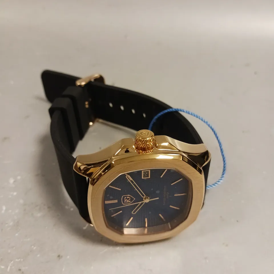 MENS RAYMOND GAUDIN WATCH – 316 STAINLESS STEEL CASE – JPN MOVEMENT – BLUE DIAL – RUBBER STRAP – 5 ATM WATER RESISTANT