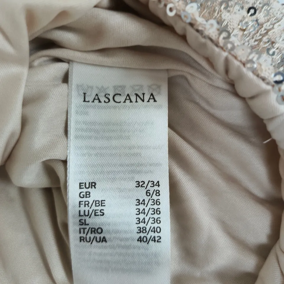 LASCANA SEQUIN-EMBELLISHED BEIGE TOP – UK 6/8 (EU 32/34)