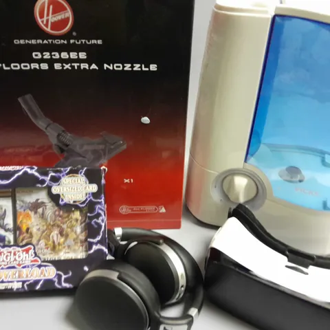 LOT OF ASSORTED ITEMS TO INCLUDE YU-GI-OH CARDS, WIRELESS HEADPHONES, VICK SHUMIDIFIER AND WII CONSOLE