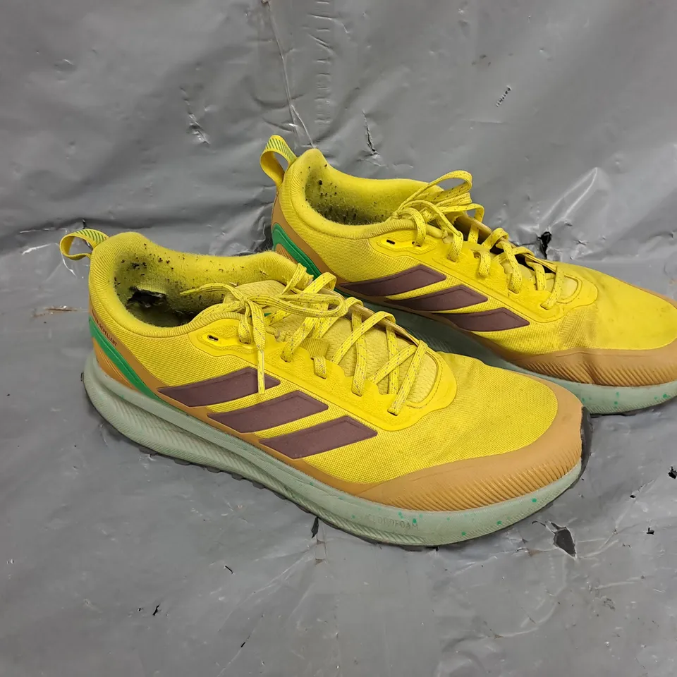 UNBOXED PAIR OF ADIDAS TRAIL RUNNERS RUNFALCON 5 MUSTARD UK 11