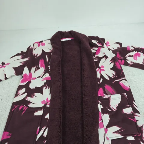 CAROLE HOCHMAN WOMEN’S PLUSH FLORAL CARDIGAN – SIZE S