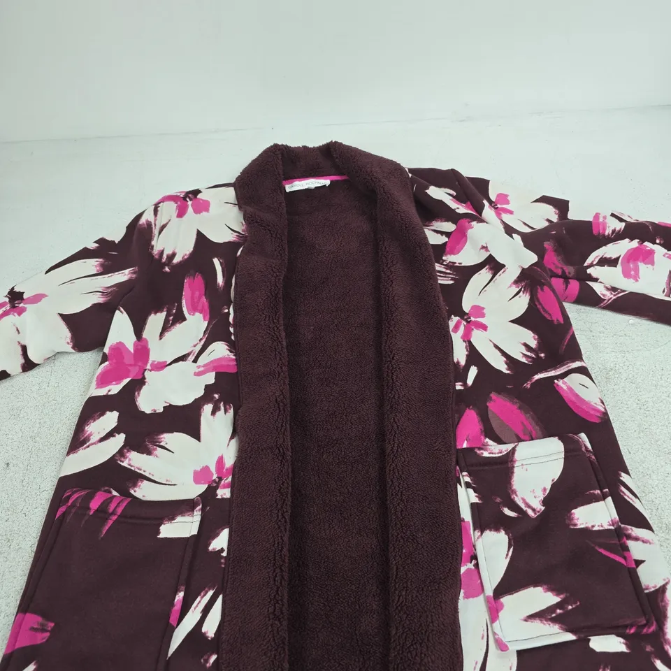 CAROLE HOCHMAN WOMEN’S PLUSH FLORAL CARDIGAN – SIZE S