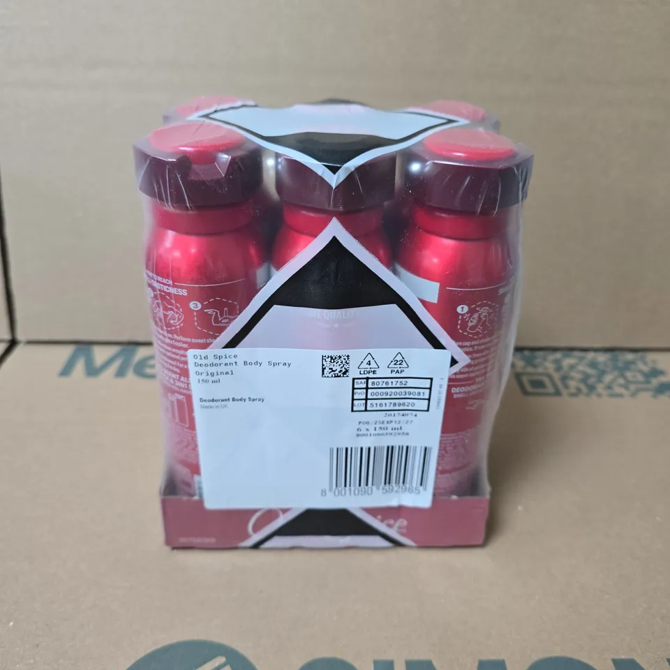 OLD SPICE DEODORANT BODY SPRAY ORIGINAL – PACK OF 6