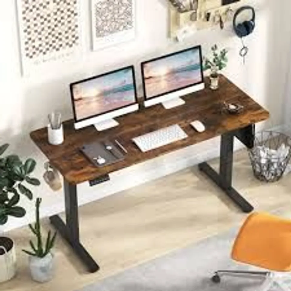 BOXED COSTWAY HEIGHT ADJUSTABLE STANDING DESK - BROWN