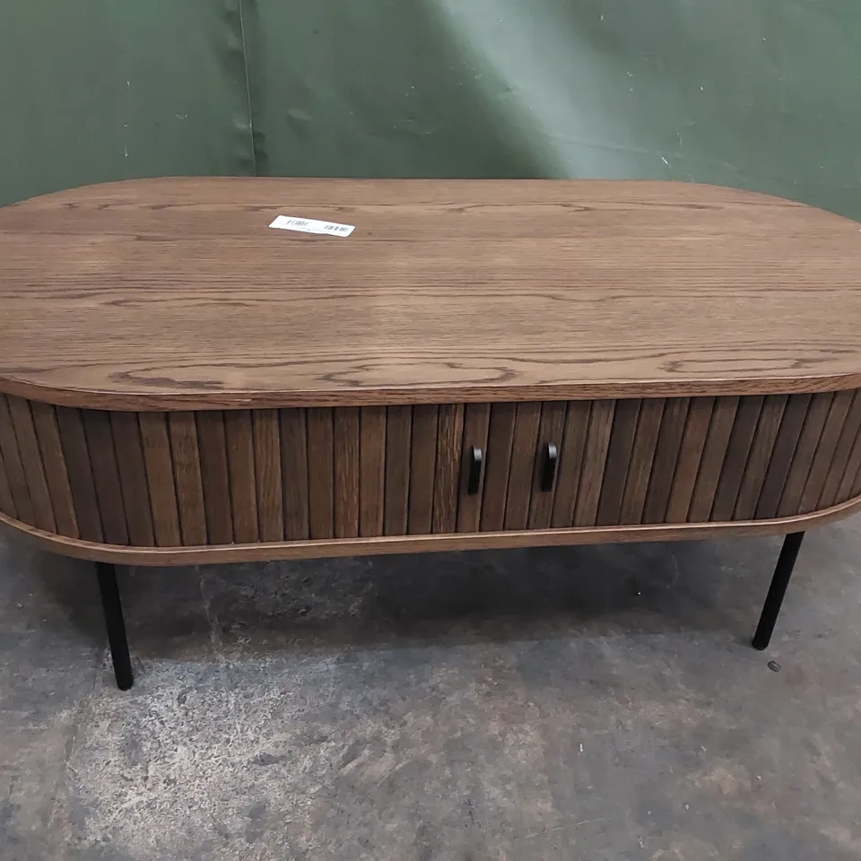 WOODEN OVAL COFFEE TABLE WITH STORAGE