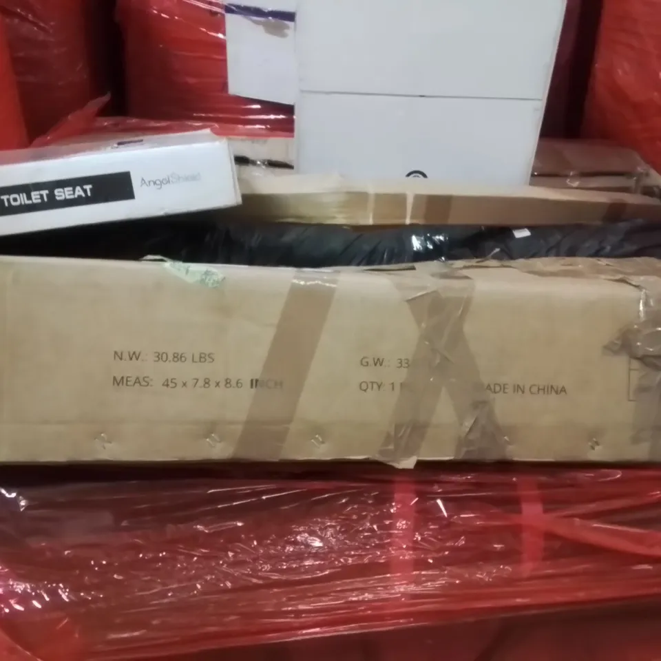 PALLET OF ASSORTED HOUSEHOLD GOODS AND PRODUCTS TO INCLUDE;TOILET SEAT,PICTURE FRAME,POPUP CANOPIE
